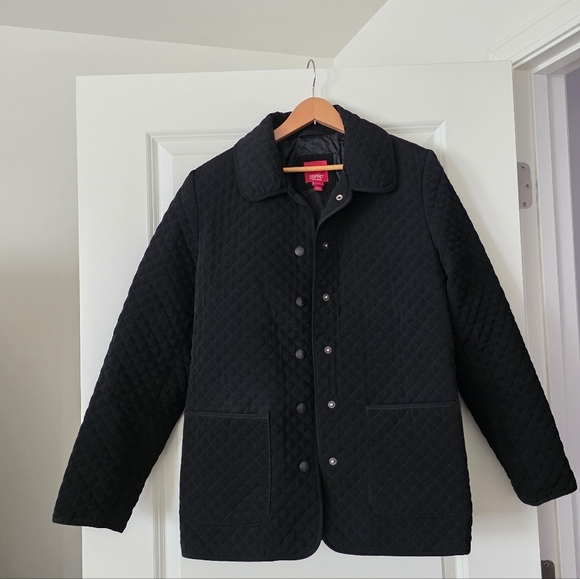 Vintage Espirit Quilted Barn Jacket Chore Coat Womens Size L Black - Picture 2 of 9